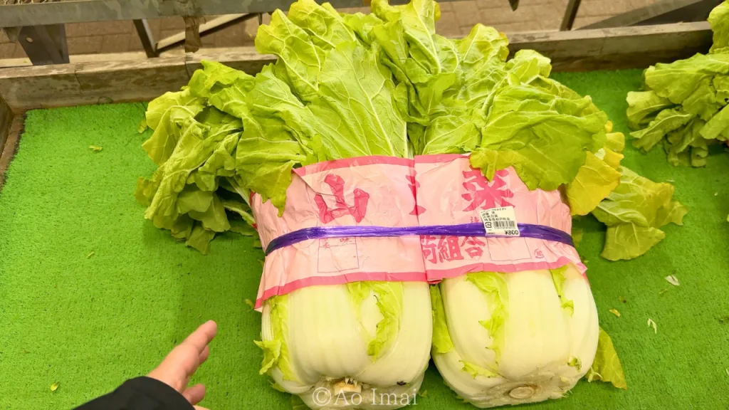 アグリパークゆめすぎとの農産物直売所の白菜